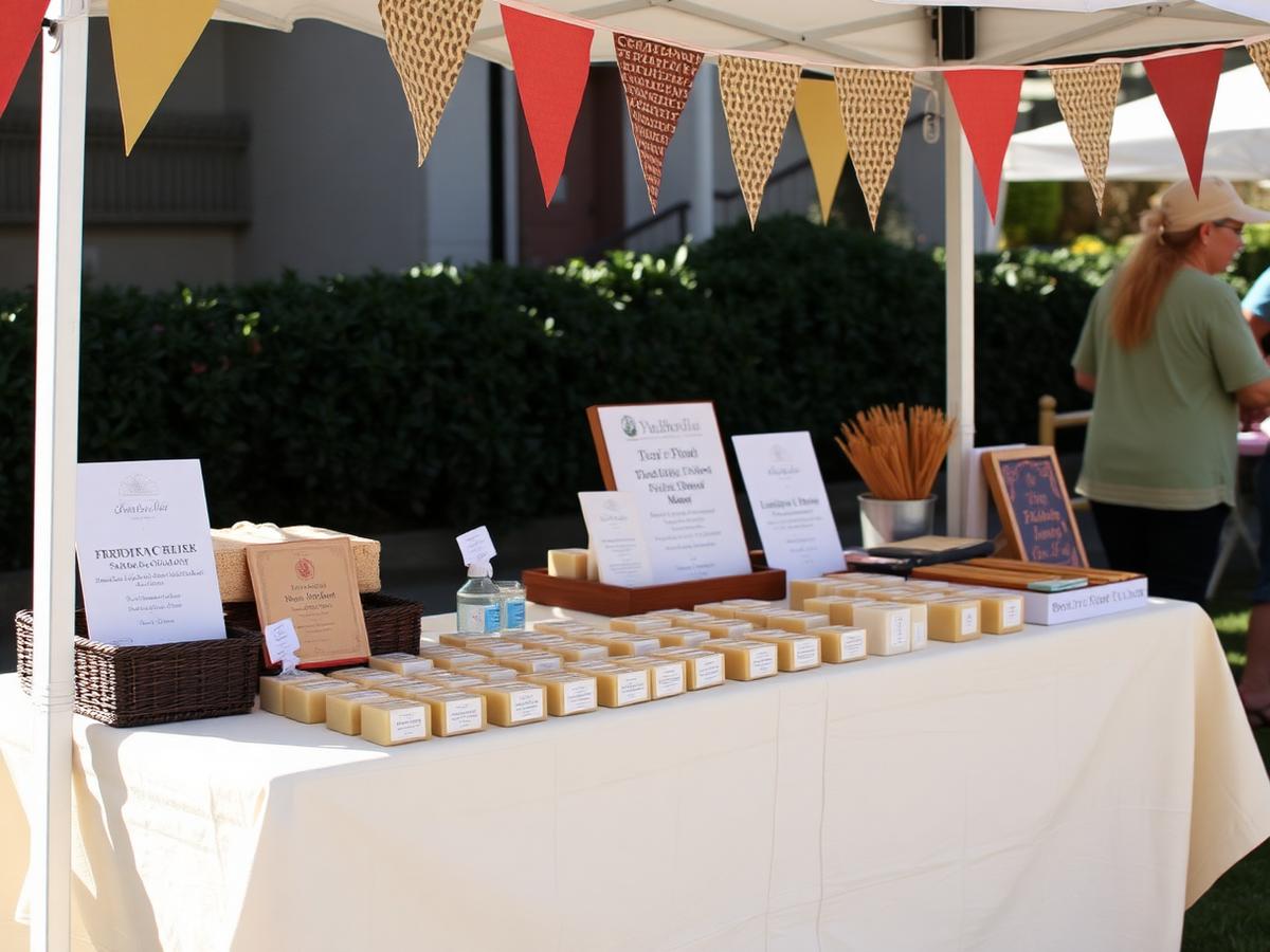 Placeholder photo: an Arka Arise market booth with handmade soaps on display