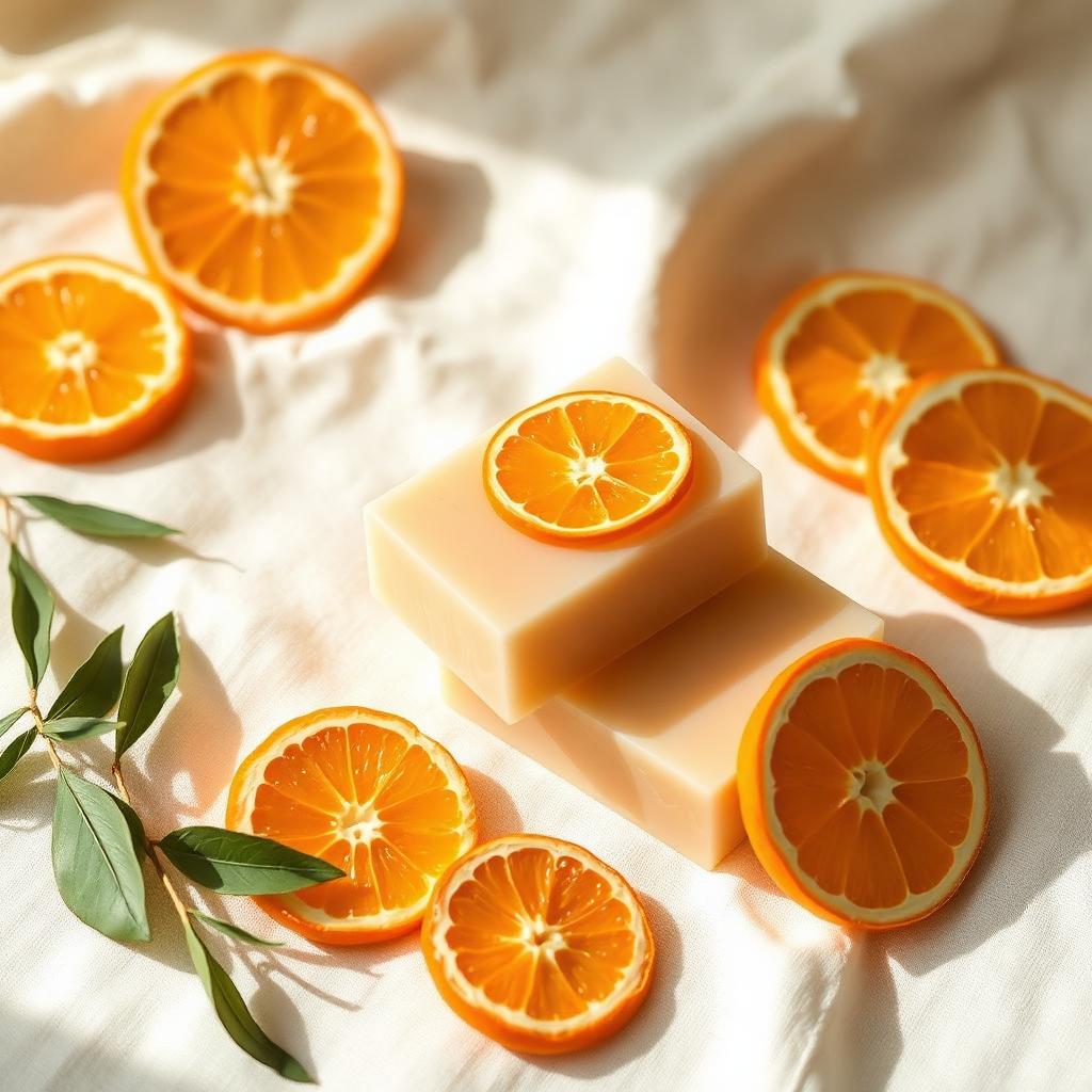 Placeholder photo: handmade citrus soap bars with dried orange slices